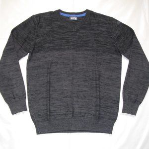 Men's Warehouse Wone 100% Cotton V-Neck Pullover Sweater M Black-Gray